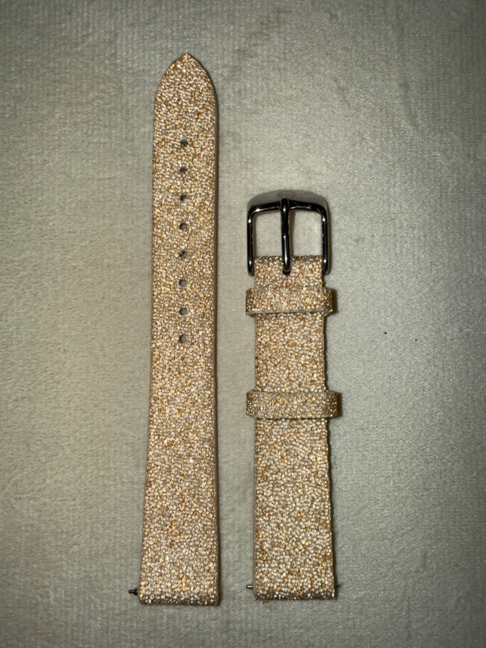 16mm Michele Gold Glitter Leather Watch Strap